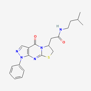 molecular formula C20H23N5O2S B6484316 N-(3-methylbutyl)-2-{2-oxo-6-phenyl-10-thia-1,5,6,8-tetraazatricyclo[7.3.0.0^{3,7}]dodeca-3(7),4,8-trien-12-yl}acetamide CAS No. 941994-13-4