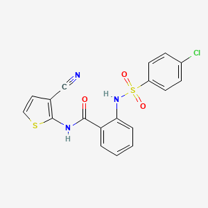 molecular formula C18H12ClN3O3S2 B6484490 2-(4-chlorobenzenesulfonamido)-N-(3-cyanothiophen-2-yl)benzamide CAS No. 898465-96-8