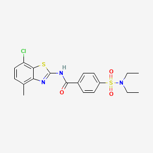 molecular formula C19H20ClN3O3S2 B6484789 Benzamide, N-(7-chloro-4-methyl-2-benzothiazolyl)-4-[(diethylamino)sulfonyl]- CAS No. 904818-29-7