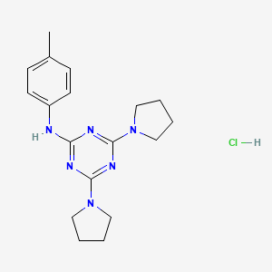 molecular formula C18H25ClN6 B6484911 N-(4-methylphenyl)-4,6-bis(pyrrolidin-1-yl)-1,3,5-triazin-2-amine hydrochloride CAS No. 1179476-90-4