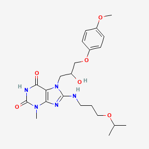 7-[2-hydroxy-3-(4-methoxyphenoxy)propyl]-3-methyl-8-{[3-(propan-2-yloxy)propyl]amino}-2,3,6,7-tetrahydro-1H-purine-2,6-dione
