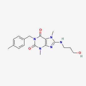 8-[(3-hydroxypropyl)amino]-3,7-dimethyl-1-[(4-methylphenyl)methyl]-2,3,6,7-tetrahydro-1H-purine-2,6-dione