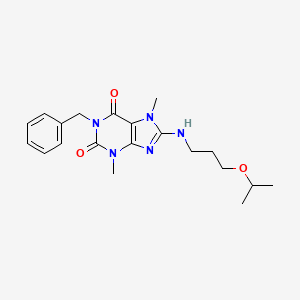 1-benzyl-3,7-dimethyl-8-{[3-(propan-2-yloxy)propyl]amino}-2,3,6,7-tetrahydro-1H-purine-2,6-dione