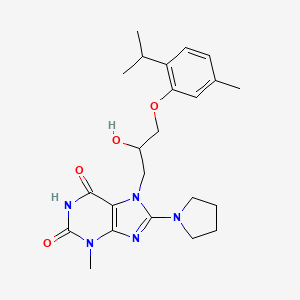 7-{2-hydroxy-3-[5-methyl-2-(propan-2-yl)phenoxy]propyl}-3-methyl-8-(pyrrolidin-1-yl)-2,3,6,7-tetrahydro-1H-purine-2,6-dione