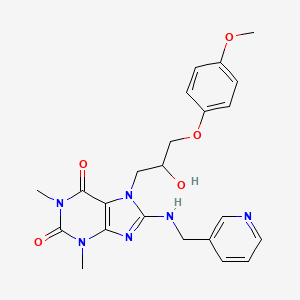 molecular formula C23H26N6O5 B6485679 7-[2-hydroxy-3-(4-methoxyphenoxy)propyl]-1,3-dimethyl-8-{[(pyridin-3-yl)methyl]amino}-2,3,6,7-tetrahydro-1H-purine-2,6-dione CAS No. 941874-12-0