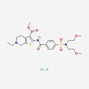 molecular formula C24H34ClN3O7S2 B6486064 methyl 2-(4-(N,N-bis(2-methoxyethyl)sulfamoyl)benzamido)-6-ethyl-4,5,6,7-tetrahydrothieno[2,3-c]pyridine-3-carboxylate hydrochloride CAS No. 1216835-18-5