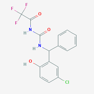 molecular formula C16H12ClF3N2O3 B064865 N-[[(5-chloro-2-hydroxyphenyl)-phenylmethyl]carbamoyl]-2,2,2-trifluoroacetamide CAS No. 160776-86-3