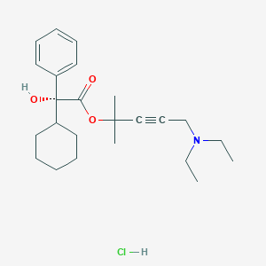 molecular formula C24H36ClNO3 B064866 Benzeneacetic acid, alpha-cyclohexyl-alpha-hydroxy-, 4-(diethylamino)-1,1-dimethyl-2-butynyl ester, hydrochloride, (R)- CAS No. 192204-97-0