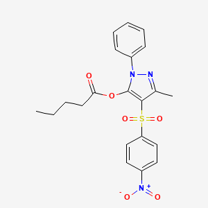 3-methyl-4-(4-nitrobenzenesulfonyl)-1-phenyl-1H-pyrazol-5-yl pentanoate
