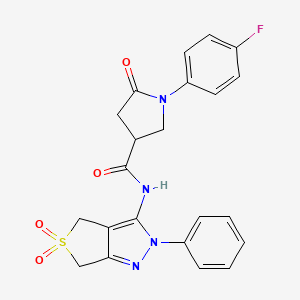 N-{5,5-dioxo-2-phenyl-2H,4H,6H-5lambda6-thieno[3,4-c]pyrazol-3-yl}-1-(4-fluorophenyl)-5-oxopyrrolidine-3-carboxamide