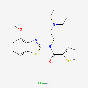 molecular formula C20H26ClN3O2S2 B6487186 N-[2-(diethylamino)ethyl]-N-(4-ethoxy-1,3-benzothiazol-2-yl)thiophene-2-carboxamide hydrochloride CAS No. 1216802-02-6