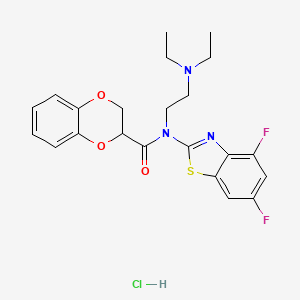 molecular formula C22H24ClF2N3O3S B6487206 N-[2-(diethylamino)ethyl]-N-(4,6-difluoro-1,3-benzothiazol-2-yl)-2,3-dihydro-1,4-benzodioxine-2-carboxamide hydrochloride CAS No. 1215736-48-3