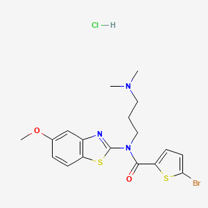 molecular formula C18H21BrClN3O2S2 B6487294 5-bromo-N-[3-(dimethylamino)propyl]-N-(5-methoxy-1,3-benzothiazol-2-yl)thiophene-2-carboxamide hydrochloride CAS No. 1216960-55-2