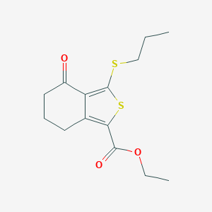 molecular formula C14H18O3S2 B064873 Ethyl 4-oxo-3-(propylthio)-4,5,6,7-tetrahydrobenzo[c]thiophene-1-carboxylate CAS No. 172516-30-2