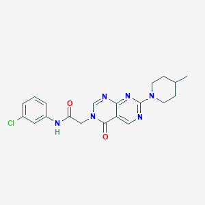 molecular formula C20H21ClN6O2 B6487329 N-(3-chlorophenyl)-2-[7-(4-methylpiperidin-1-yl)-4-oxo-3H,4H-pyrimido[4,5-d][1,3]diazin-3-yl]acetamide CAS No. 1286695-58-6
