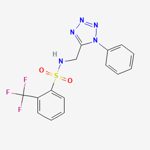 molecular formula C15H12F3N5O2S B6487389 N-[(1-phenyl-1H-1,2,3,4-tetrazol-5-yl)methyl]-2-(trifluoromethyl)benzene-1-sulfonamide CAS No. 941875-17-8
