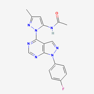 molecular formula C17H14FN7O B6487484 N-{1-[1-(4-fluorophenyl)-1H-pyrazolo[3,4-d]pyrimidin-4-yl]-3-methyl-1H-pyrazol-5-yl}acetamide CAS No. 1007047-02-0