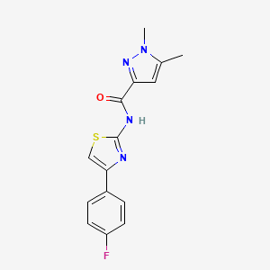 molecular formula C15H13FN4OS B6487655 N-[4-(4-fluorophenyl)-1,3-thiazol-2-yl]-1,5-dimethyl-1H-pyrazole-3-carboxamide CAS No. 1013770-60-9