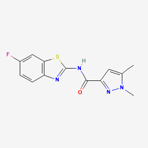 molecular formula C13H11FN4OS B6487659 N-(6-fluoro-1,3-benzothiazol-2-yl)-1,5-dimethyl-1H-pyrazole-3-carboxamide CAS No. 1013782-32-5