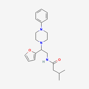 molecular formula C21H29N3O2 B6487690 N-[2-(furan-2-yl)-2-(4-phenylpiperazin-1-yl)ethyl]-3-methylbutanamide CAS No. 877631-37-3