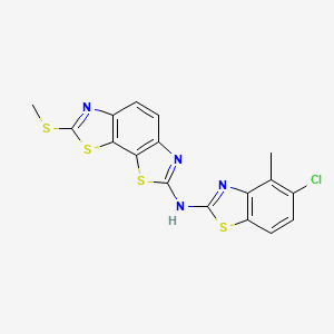 molecular formula C17H11ClN4S4 B6487745 N-(5-chloro-4-methyl-1,3-benzothiazol-2-yl)-11-(methylsulfanyl)-3,12-dithia-5,10-diazatricyclo[7.3.0.0^{2,6}]dodeca-1(9),2(6),4,7,10-pentaen-4-amine CAS No. 1286703-72-7