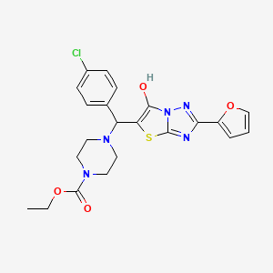 molecular formula C22H22ClN5O4S B6488011 ethyl 4-[(4-chlorophenyl)[2-(furan-2-yl)-6-hydroxy-[1,2,4]triazolo[3,2-b][1,3]thiazol-5-yl]methyl]piperazine-1-carboxylate CAS No. 887220-66-8