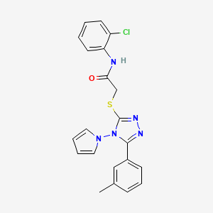 molecular formula C21H18ClN5OS B6488287 N-(2-chlorophenyl)-2-{[5-(3-methylphenyl)-4-(1H-pyrrol-1-yl)-4H-1,2,4-triazol-3-yl]sulfanyl}acetamide CAS No. 886926-30-3