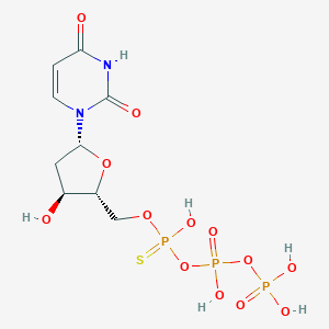 molecular formula C9H15N2O13P3S B064884 [[(2R,3S,5R)-5-(2,4-Dioxopyrimidin-1-yl)-3-hydroxyoxolan-2-yl]methoxy-hydroxyphosphinothioyl] phosphono hydrogen phosphate CAS No. 170428-85-0