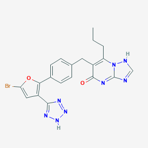molecular formula C20H17BrN8O2 B064885 (1,2,4)Triazolo(1,5-a)pyrimidin-5(1H)-one, 6-((4-(5-bromo-3-(1H-tetrazol-5-yl)-2-furanyl)phenyl)methyl)-7-propyl- CAS No. 168153-01-3