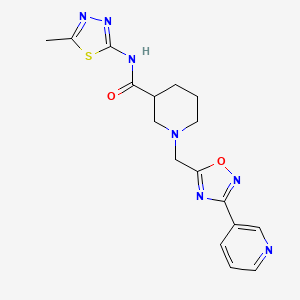molecular formula C17H19N7O2S B6488612 N-(5-methyl-1,3,4-thiadiazol-2-yl)-1-{[3-(pyridin-3-yl)-1,2,4-oxadiazol-5-yl]methyl}piperidine-3-carboxamide CAS No. 1286725-80-1