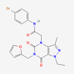 molecular formula C21H20BrN5O4 B6489012 N-(4-bromophenyl)-2-{1-ethyl-6-[(furan-2-yl)methyl]-3-methyl-5,7-dioxo-1H,4H,5H,6H,7H-pyrazolo[4,3-d]pyrimidin-4-yl}acetamide CAS No. 1215761-65-1