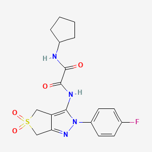molecular formula C18H19FN4O4S B6489148 N'-cyclopentyl-N-[2-(4-fluorophenyl)-5,5-dioxo-2H,4H,6H-5lambda6-thieno[3,4-c]pyrazol-3-yl]ethanediamide CAS No. 899733-57-4