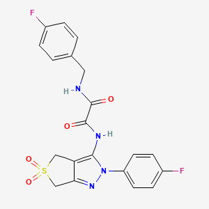 molecular formula C20H16F2N4O4S B6489152 N-[2-(4-fluorophenyl)-5,5-dioxo-2H,4H,6H-5lambda6-thieno[3,4-c]pyrazol-3-yl]-N'-[(4-fluorophenyl)methyl]ethanediamide CAS No. 899733-61-0