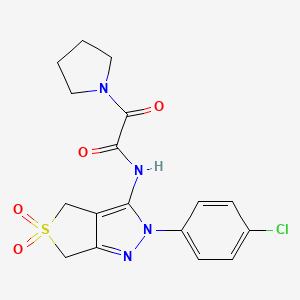 molecular formula C17H17ClN4O4S B6489154 N-[2-(4-chlorophenyl)-5,5-dioxo-2H,4H,6H-5lambda6-thieno[3,4-c]pyrazol-3-yl]-2-oxo-2-(pyrrolidin-1-yl)acetamide CAS No. 899962-00-6