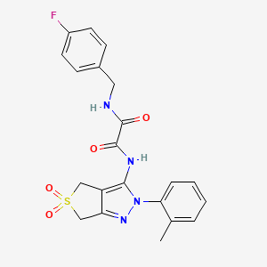 molecular formula C21H19FN4O4S B6489179 N'-[(4-fluorophenyl)methyl]-N-[2-(2-methylphenyl)-5,5-dioxo-2H,4H,6H-5lambda6-thieno[3,4-c]pyrazol-3-yl]ethanediamide CAS No. 899994-92-4