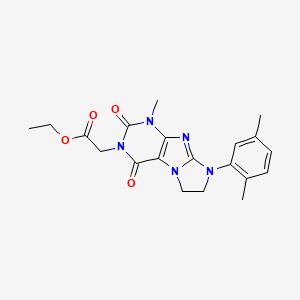 molecular formula C20H23N5O4 B6489324 ethyl 2-[8-(2,5-dimethylphenyl)-1-methyl-2,4-dioxo-1H,2H,3H,4H,6H,7H,8H-imidazo[1,2-g]purin-3-yl]acetate CAS No. 919032-61-4