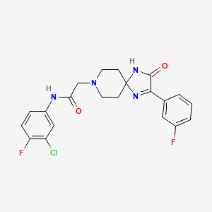 molecular formula C21H19ClF2N4O2 B6489353 N-(3-chloro-4-fluorophenyl)-2-[2-(3-fluorophenyl)-3-oxo-1,4,8-triazaspiro[4.5]dec-1-en-8-yl]acetamide CAS No. 1217076-71-5