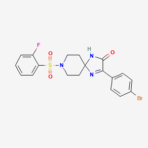 molecular formula C19H17BrFN3O3S B6489506 3-(4-bromophenyl)-8-(2-fluorobenzenesulfonyl)-1,4,8-triazaspiro[4.5]dec-3-en-2-one CAS No. 1216423-04-9