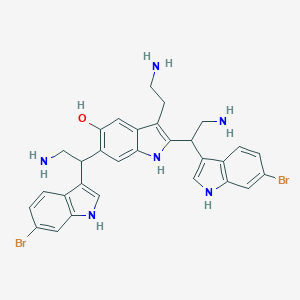 molecular formula C30H30Br2N6O B064898 2,6-bis[2-amino-1-(6-bromo-1H-indol-3-yl)ethyl]-3-(2-aminoethyl)-1H-indol-5-ol CAS No. 159903-67-0