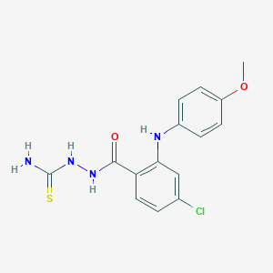 molecular formula C15H15ClN4O2S B064929 Benzoic acid, 4-chloro-2-((4-methoxyphenyl)amino)-, 2-(aminothioxomethyl)hydrazide CAS No. 195370-37-7