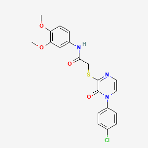2-{[4-(4-chlorophenyl)-3-oxo-3,4-dihydropyrazin-2-yl]sulfanyl}-N-(3,4-dimethoxyphenyl)acetamide