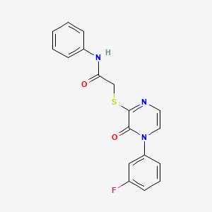 2-{[4-(3-fluorophenyl)-3-oxo-3,4-dihydropyrazin-2-yl]sulfanyl}-N-phenylacetamide