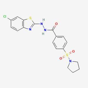 molecular formula C18H17ClN4O3S2 B6493127 N'-(6-chloro-1,3-benzothiazol-2-yl)-4-(pyrrolidine-1-sulfonyl)benzohydrazide CAS No. 851980-19-3