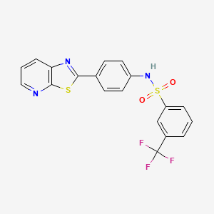 molecular formula C19H12F3N3O2S2 B6493150 N-(4-{[1,3]thiazolo[5,4-b]pyridin-2-yl}phenyl)-3-(trifluoromethyl)benzene-1-sulfonamide CAS No. 896678-79-8