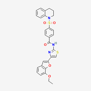 molecular formula C29H25N3O5S2 B6493522 N-[4-(7-ethoxy-1-benzofuran-2-yl)-1,3-thiazol-2-yl]-4-(1,2,3,4-tetrahydroquinoline-1-sulfonyl)benzamide CAS No. 941928-47-8