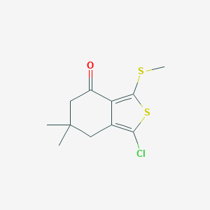 molecular formula C11H13ClOS2 B064941 1-Chloro-6,6-dimethyl-3-(methylthio)-4,5,6,7-tetrahydrobenzo[c]thiophen-4-one CAS No. 175202-90-1