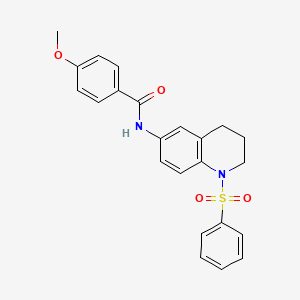 B6494815 N-[1-(benzenesulfonyl)-1,2,3,4-tetrahydroquinolin-6-yl]-4-methoxybenzamide CAS No. 941915-98-6