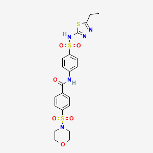 molecular formula C21H23N5O6S3 B6494976 Benzamide, N-[4-[[(5-ethyl-1,3,4-thiadiazol-2-yl)amino]sulfonyl]phenyl]-4-(4-morpholinylsulfonyl)- CAS No. 356570-13-3