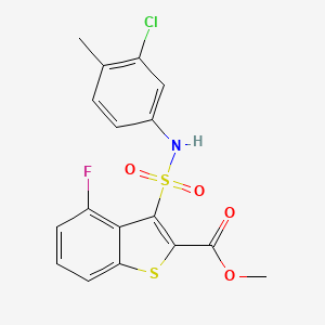 molecular formula C17H13ClFNO4S2 B6495052 methyl 3-(N-(3-chloro-4-methylphenyl)sulfamoyl)-4-fluorobenzo[b]thiophene-2-carboxylate CAS No. 932354-37-5
