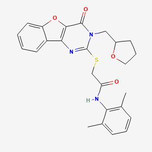 molecular formula C25H25N3O4S B6495438 N-(2,6-dimethylphenyl)-2-({6-oxo-5-[(oxolan-2-yl)methyl]-8-oxa-3,5-diazatricyclo[7.4.0.0^{2,7}]trideca-1(9),2(7),3,10,12-pentaen-4-yl}sulfanyl)acetamide CAS No. 899754-95-1